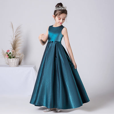 Cute A-Line Satin Ruffle Maxi Dress for Girls | Party, Performance & Formal