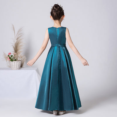 Cute A-Line Satin Ruffle Maxi Dress for Girls | Party, Performance & Formal