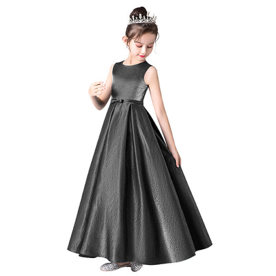 Cute A-Line Satin Ruffle Maxi Dress for Girls | Party, Performance & Formal