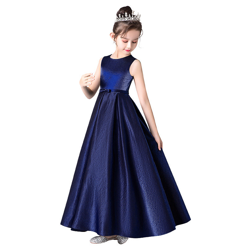 Cute A-Line Satin Ruffle Maxi Dress for Girls | Party, Performance & Formal