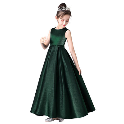 Cute A-Line Satin Ruffle Maxi Dress for Girls | Party, Performance & Formal