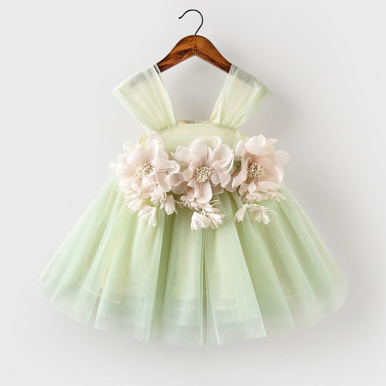 Green Tulle Flower Girl Dress for Birthdays, Parties & Weddings – Tea Length, A-Line