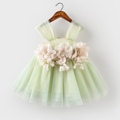 Green Tulle Flower Girl Dress for Birthdays, Parties & Weddings – Tea Length, A-Line