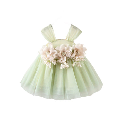 Green Tulle Flower Girl Dress for Birthdays, Parties & Weddings – Tea Length, A-Line