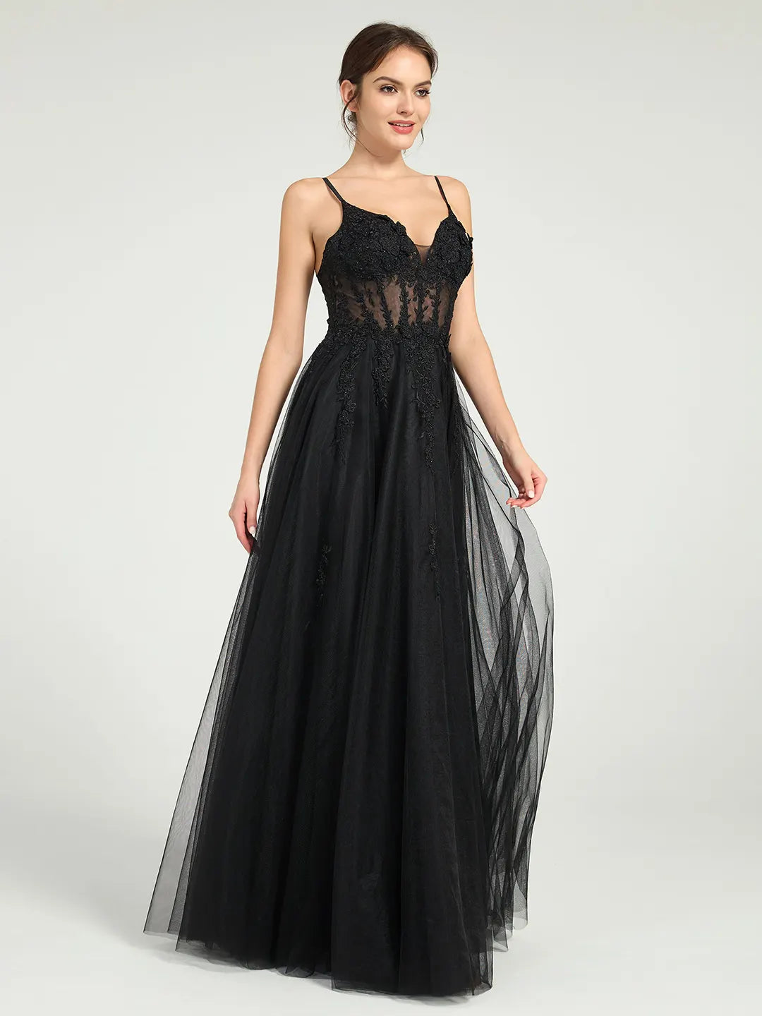 Elegant A-Line Prom Dress with Illusion Corset, Glitter Beading & Lace Appliques Floor-Length Carlyna Elegant A-Line Prom Dress with Illusion Corset, Glitter Beading & Lace Appliques Floor-Length Carlyna