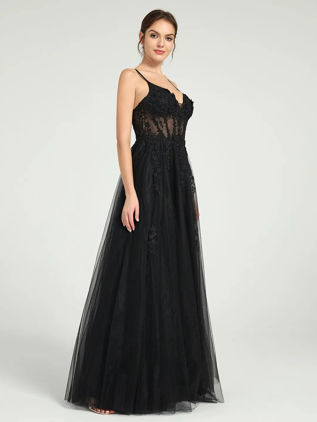 Elegant A-Line Prom Dress with Illusion Corset, Glitter Beading & Lace Appliques Floor-Length Carlyna Elegant A-Line Prom Dress with Illusion Corset, Glitter Beading & Lace Appliques Floor-Length Carlyna
