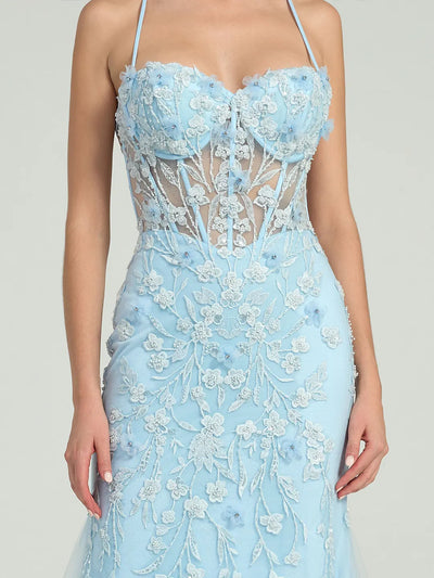 Carlyna Carlyna Carlyna Carlyna Carlyna Mermaid Rhinestone Beaded Lace Maxi Formal Dress with Sweetheart Neckline