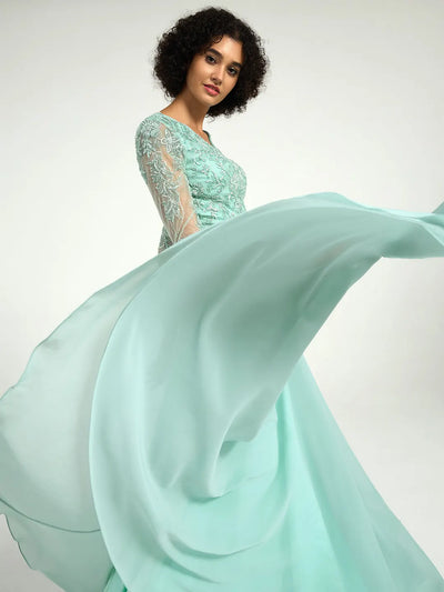 Carlyna Carlyna Carlyna Carlyna Carlyna Long Sleeve Mother of the Bride Dress with Beaded Lace Accents