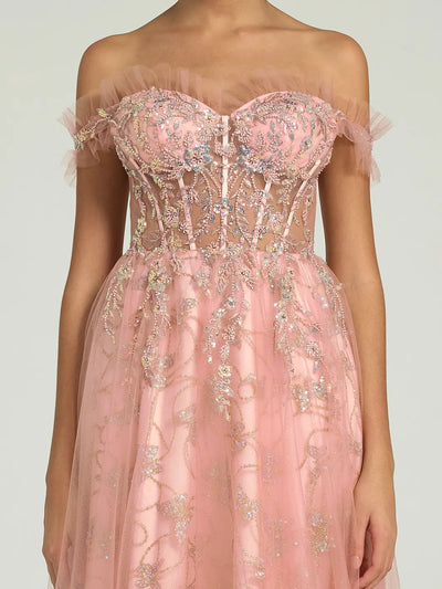 Carlyna Carlyna Carlyna Carlyna Carlyna Off-the-Shoulder Floral Embellished A-Line Ball Gown