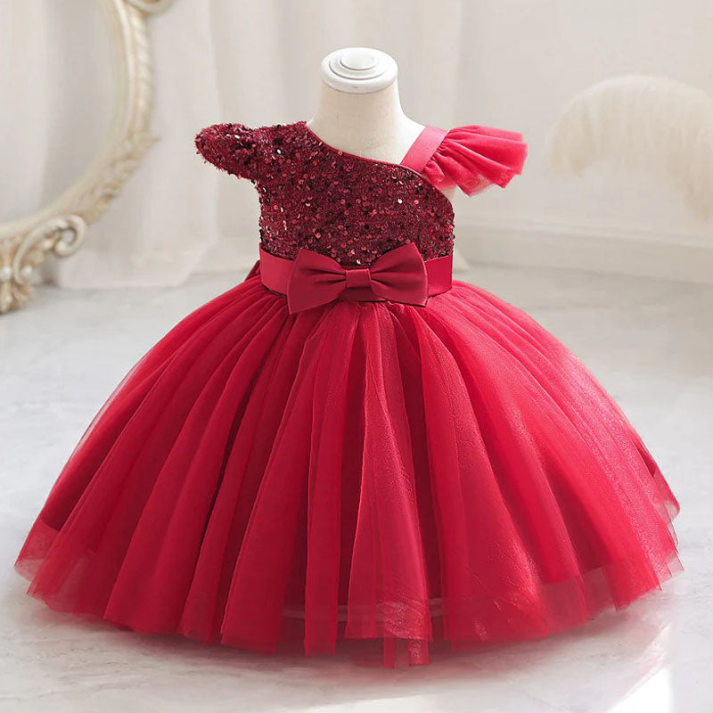 A-line One Shoulder Sequin Tulle Dress for Girls – Party & Occasion Wear