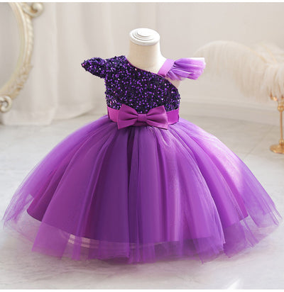A-line One Shoulder Sequin Tulle Dress for Girls – Party & Occasion Wear