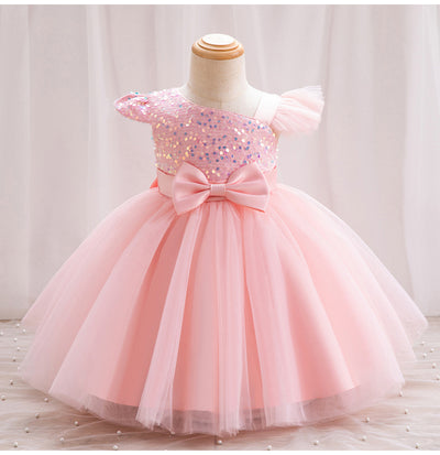 A-line One Shoulder Sequin Tulle Dress for Girls – Party & Occasion Wear