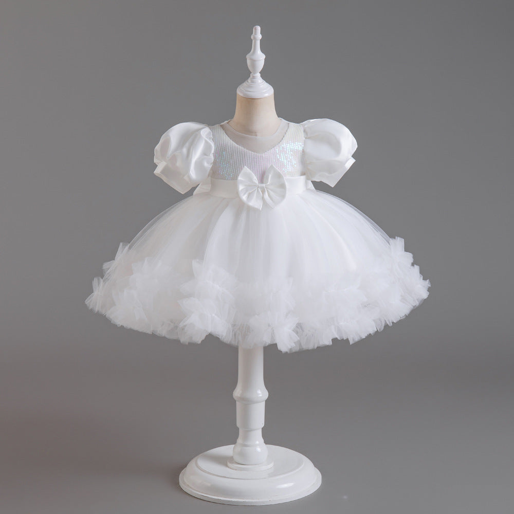 Princess Tea Length Sequin Tulle Dress for Little Girls - Special Occasion Outfit