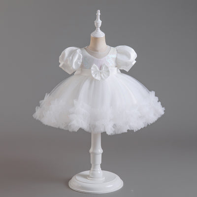 Princess Tea Length Sequin Tulle Dress for Little Girls - Special Occasion Outfit