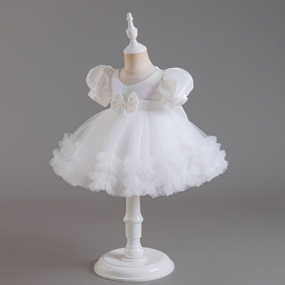Princess Tea Length Sequin Tulle Dress for Little Girls - Special Occasion Outfit