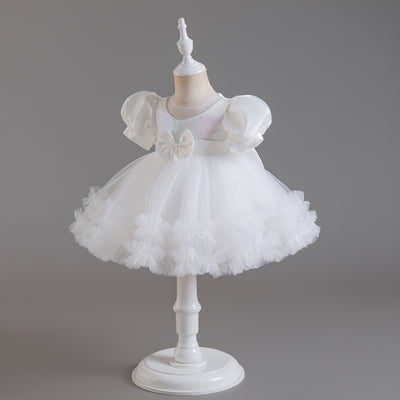 Princess Tea Length Sequin Tulle Dress for Little Girls - Special Occasion Outfit