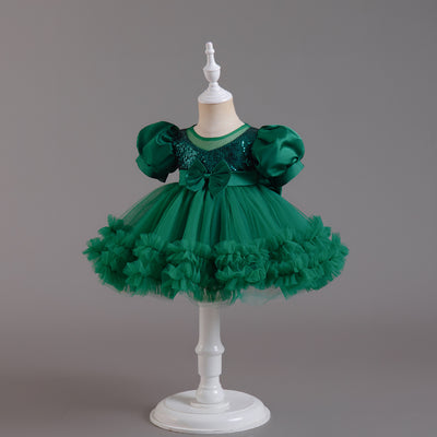 Princess Tea Length Sequin Tulle Dress for Little Girls - Special Occasion Outfit