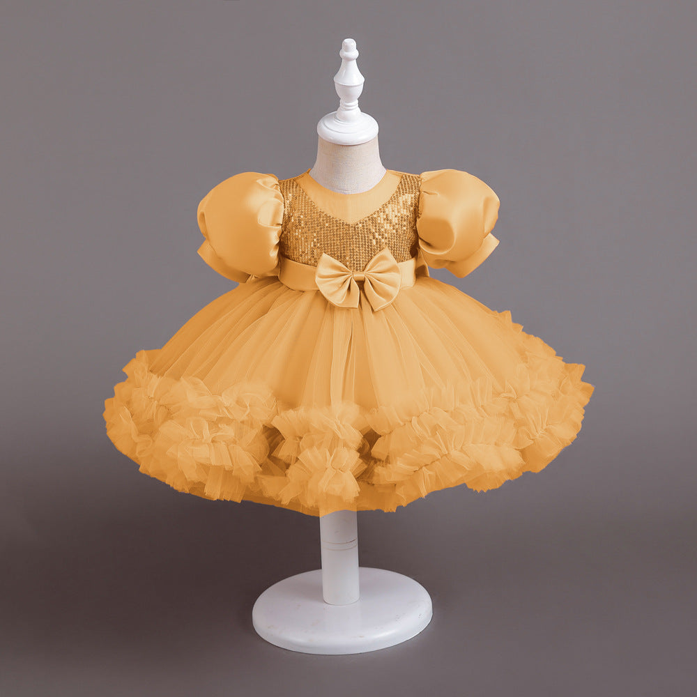 Princess Tea Length Sequin Tulle Dress for Little Girls - Special Occasion Outfit