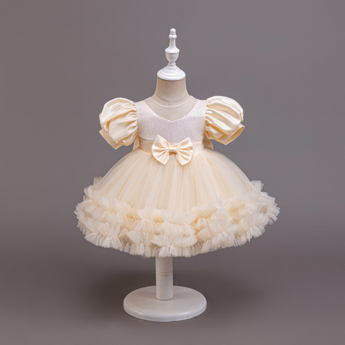 Princess Tea Length Sequin Tulle Dress for Little Girls - Special Occasion Outfit