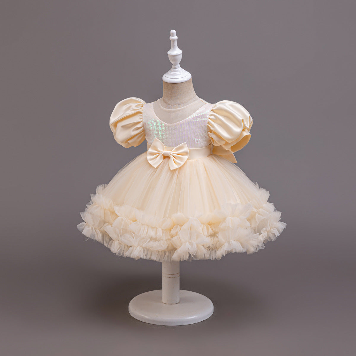 Princess Tea Length Sequin Tulle Dress for Little Girls - Special Occasion Outfit