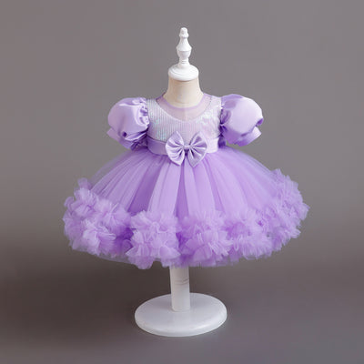 Princess Tea Length Sequin Tulle Dress for Little Girls - Special Occasion Outfit