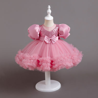 Princess Tea Length Sequin Tulle Dress for Little Girls - Special Occasion Outfit