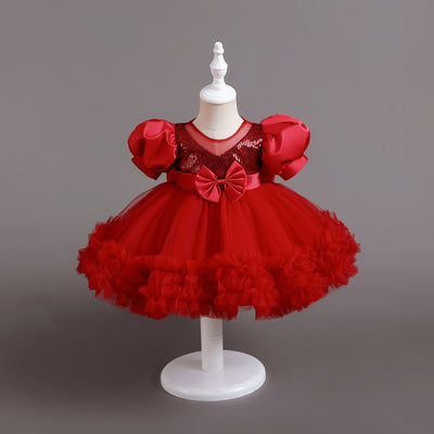 Princess Tea Length Sequin Tulle Dress for Little Girls - Special Occasion Outfit