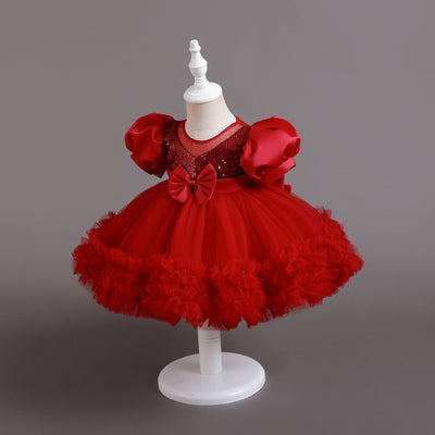 Princess Tea Length Sequin Tulle Dress for Little Girls - Special Occasion Outfit