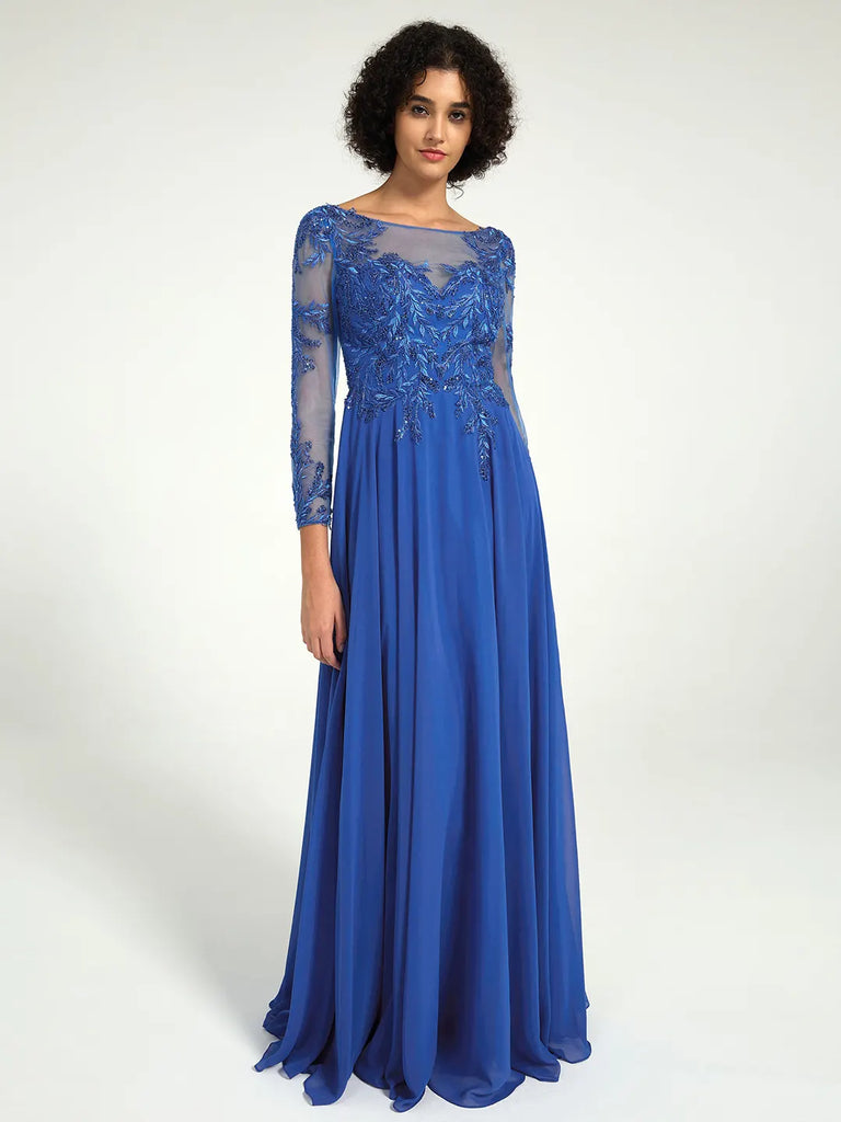 red sparkly long sleeve dress Sequin Boat Neck Prom Gown Helsa-The Little Lady Dress Mirror Included_No Offers a modern edge Color:Klein blue