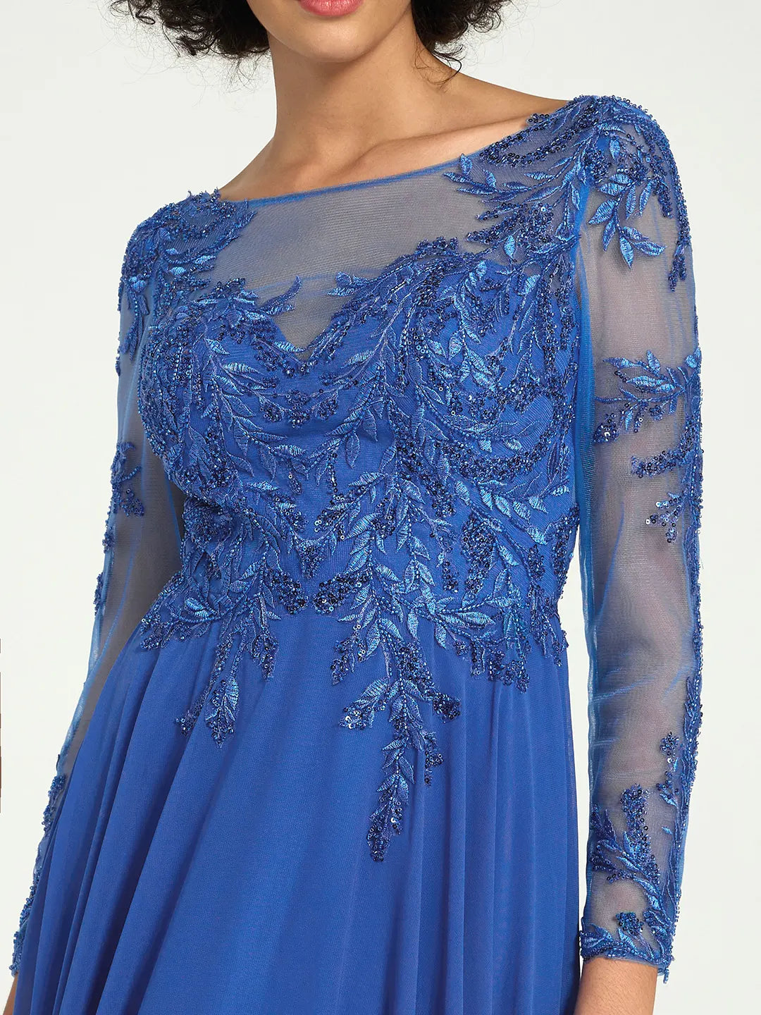 Elegant Royal Blue Mother of the Bride Dress with Chiffon, Lace