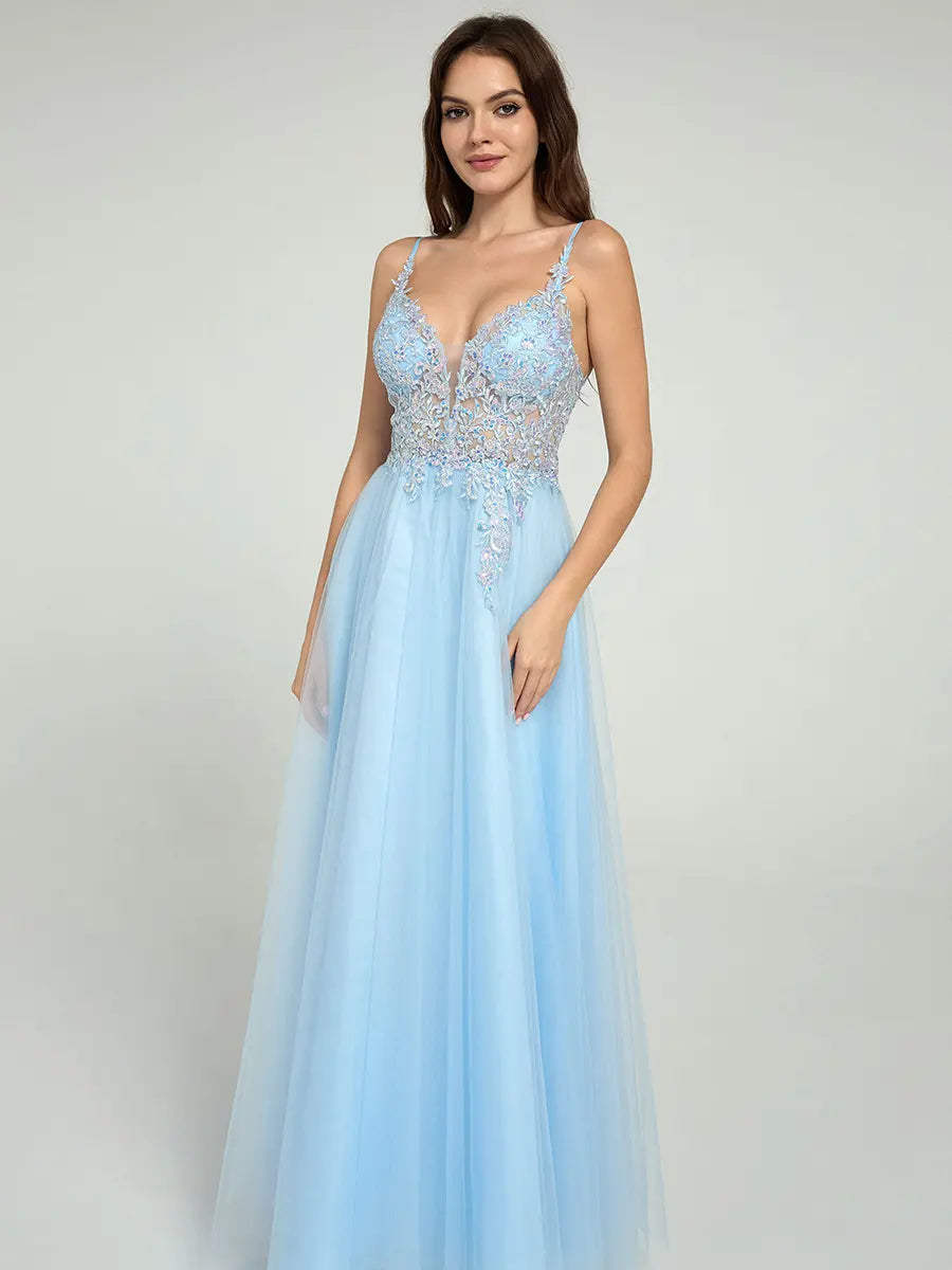 Sheer Embroidered Sequin Bodice A-Line Maxi Dress Sheer Embroidered Sequin Bodice A-Line Maxi Dress