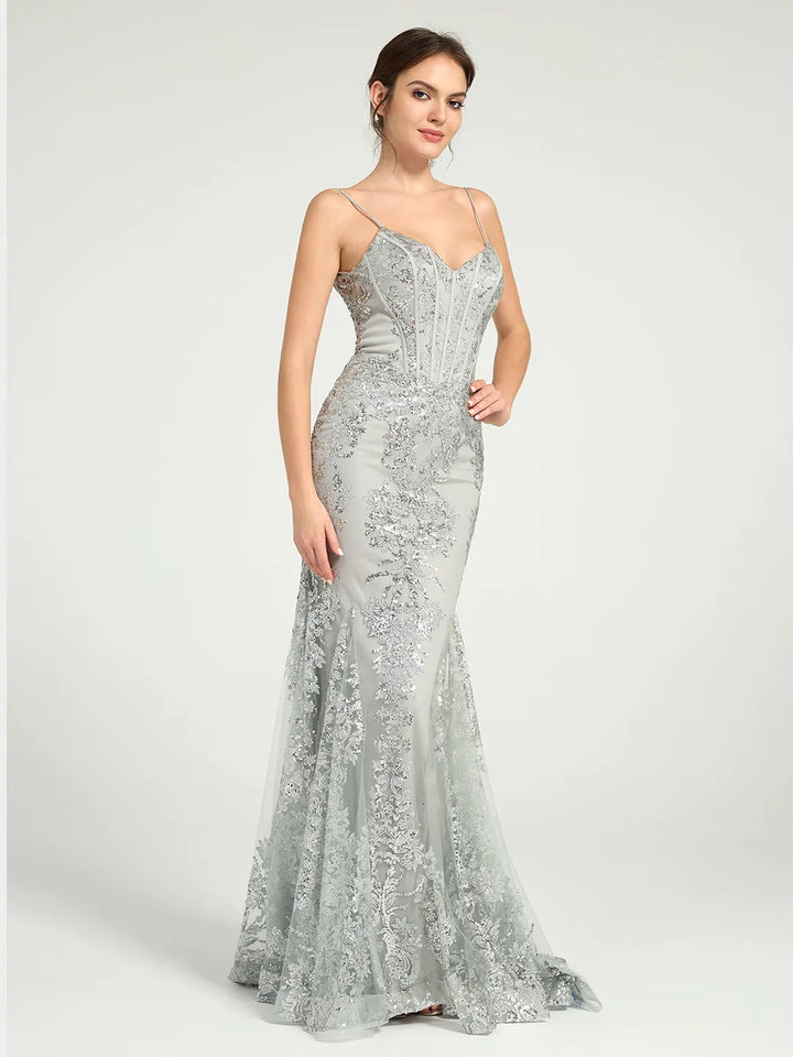fit and flare floral formal & gown dresses for women Andrea & Leo A1332 Long Floral Formal Dress - Blue - Sleeveless A-Line Tulle main image 1