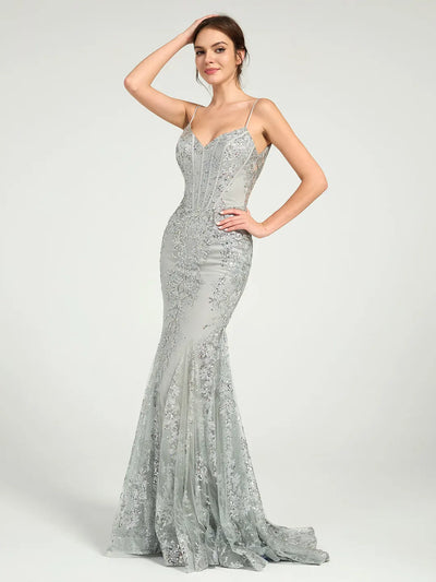 Carlyna Carlyna Carlyna Carlyna Carlyna Carlyna Carlyna Long Fit & Flare Corset Prom Dress with Glittering Floral Embellishments