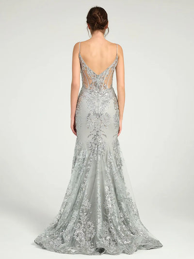 Carlyna Carlyna Carlyna Carlyna Carlyna Carlyna Carlyna Carlyna Long Fit & Flare Corset Prom Dress with Glittering Floral Embellishments