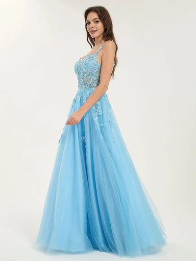 Carlyna Carlyna A-Line Ball Gown with Sweetheart Neckline and Sequin Floral Embellishments