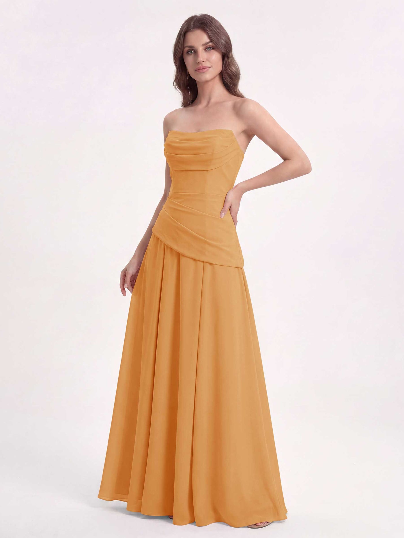 Tiffany Chiffon Sweetheart Bridesmaid Dress A-Line Floor-Length