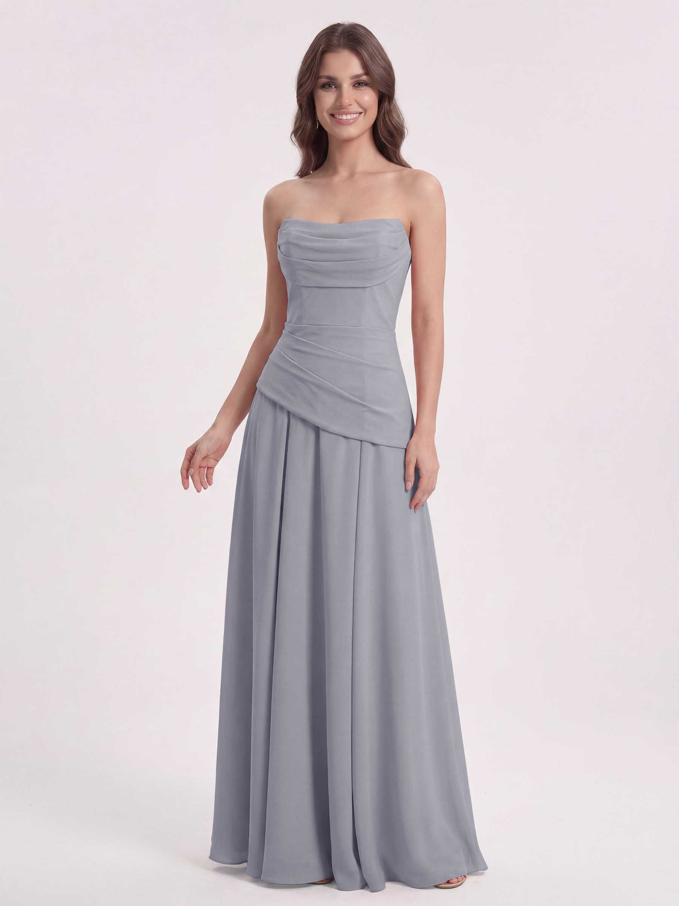 Dove Chiffon Sweetheart Bridesmaid Dress A-Line Floor-Length