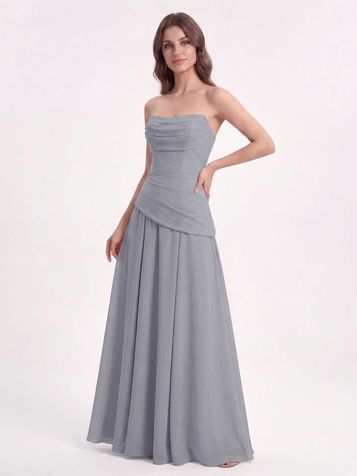 Lilac Chiffon Sweetheart Bridesmaid Dress A-Line Floor-Length