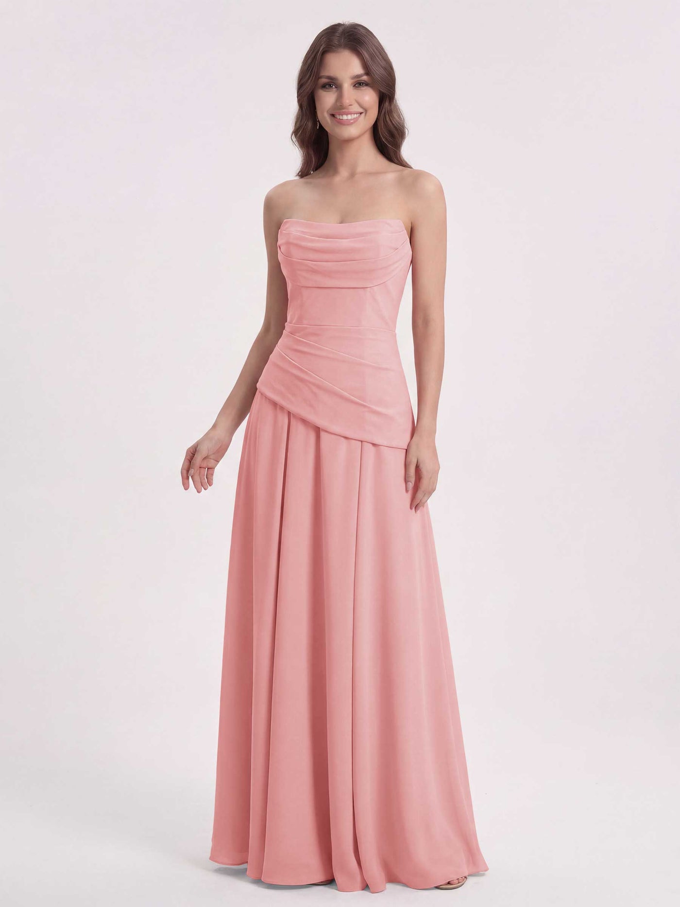 Steel Gray Chiffon Sweetheart Bridesmaid Dress A-Line Floor-Length