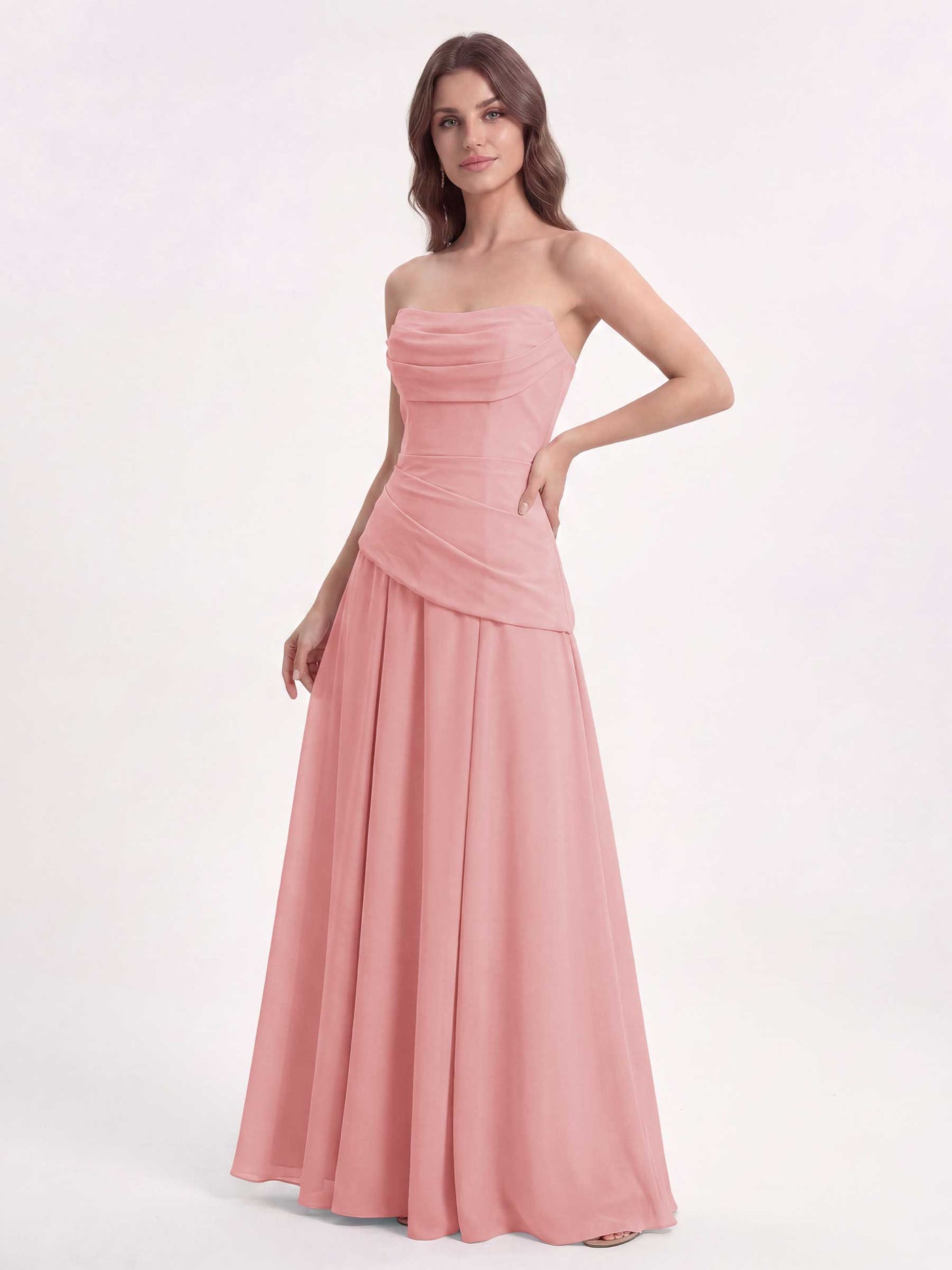 pink corset bridesmaid dresses Ballet Strapless Chiffon Dress with Back and Draped Waist cute christmas outfits day wear Bow Pattern Denim Dress Color Code:846