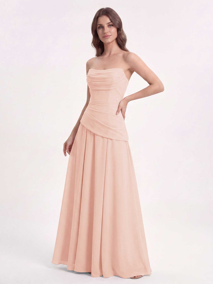 strapless blush bridesmaid dress Champagne Rose Chiffon Sweetheart A-Line Floor-Length BLK COLOR:Pink Bandeau sweetheart neck Men's Wedding Shoes: The