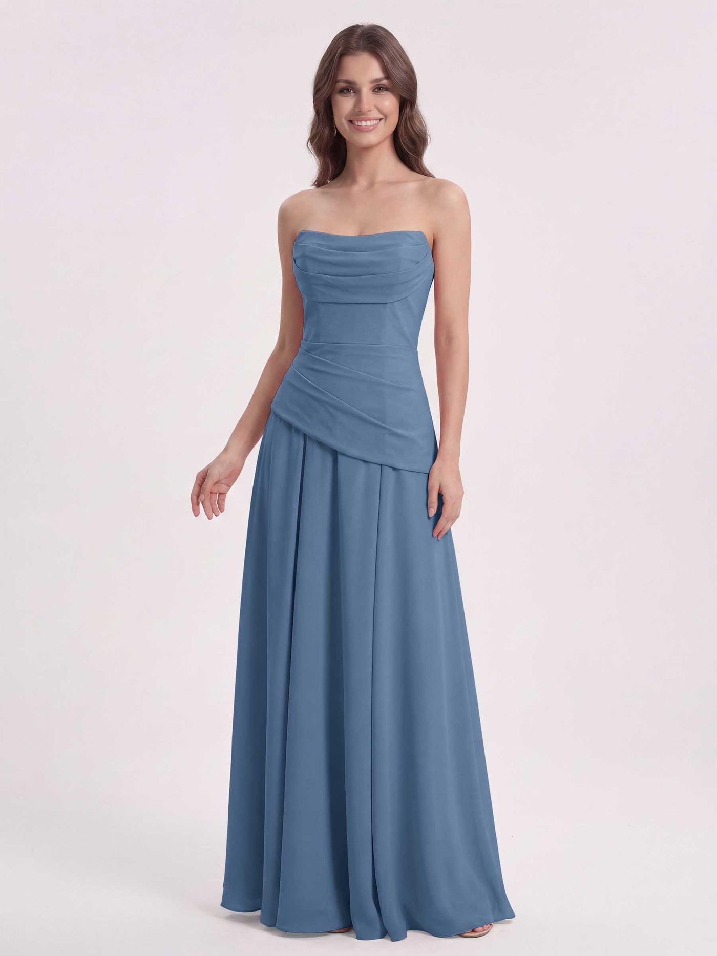 Candy Pink Chiffon Sweetheart Bridesmaid Dress A-Line Floor-Length