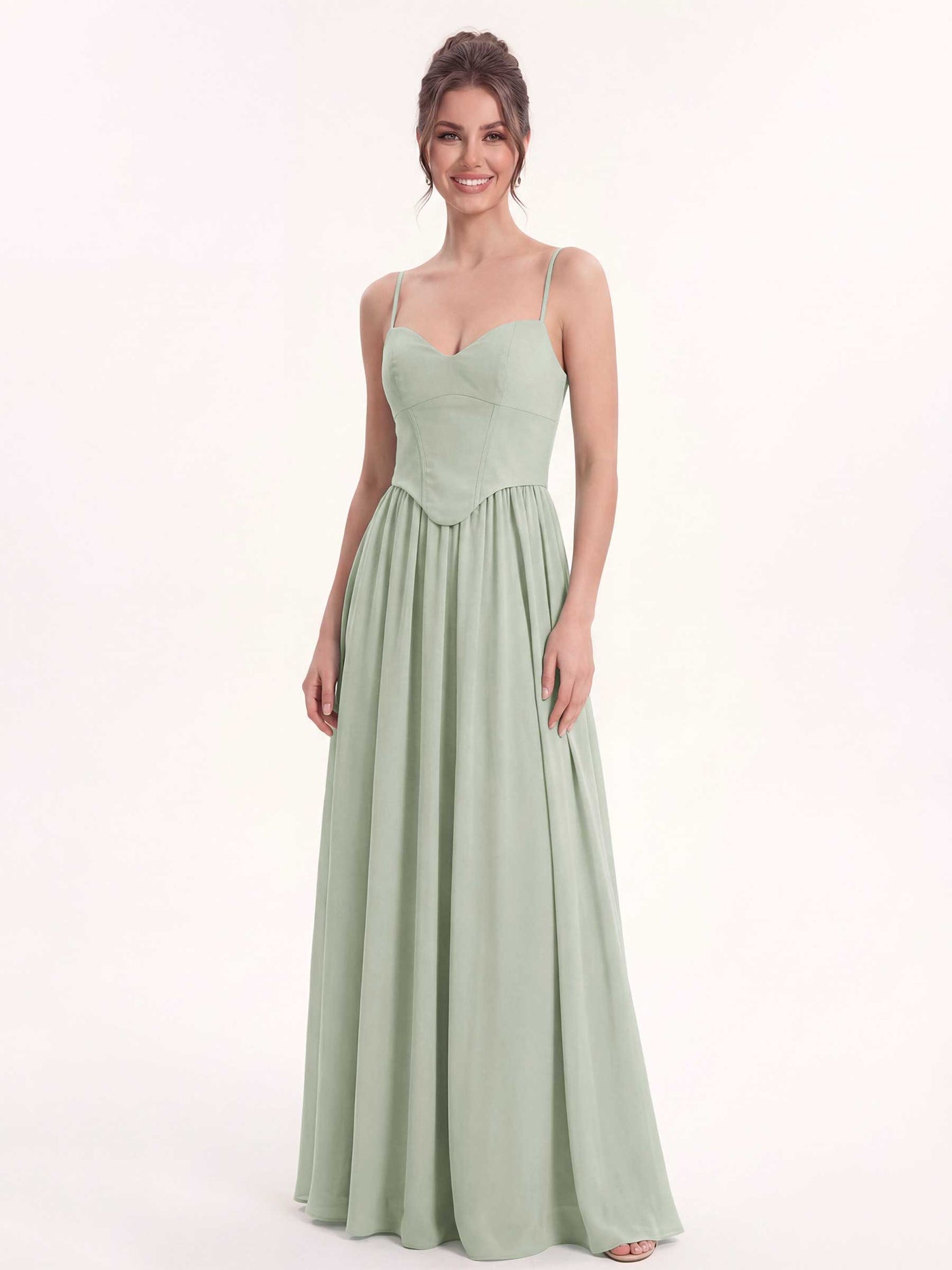 Dusty Blue-Upgrade Chiffon Bridesmaid Dress A-Line Floor-Length