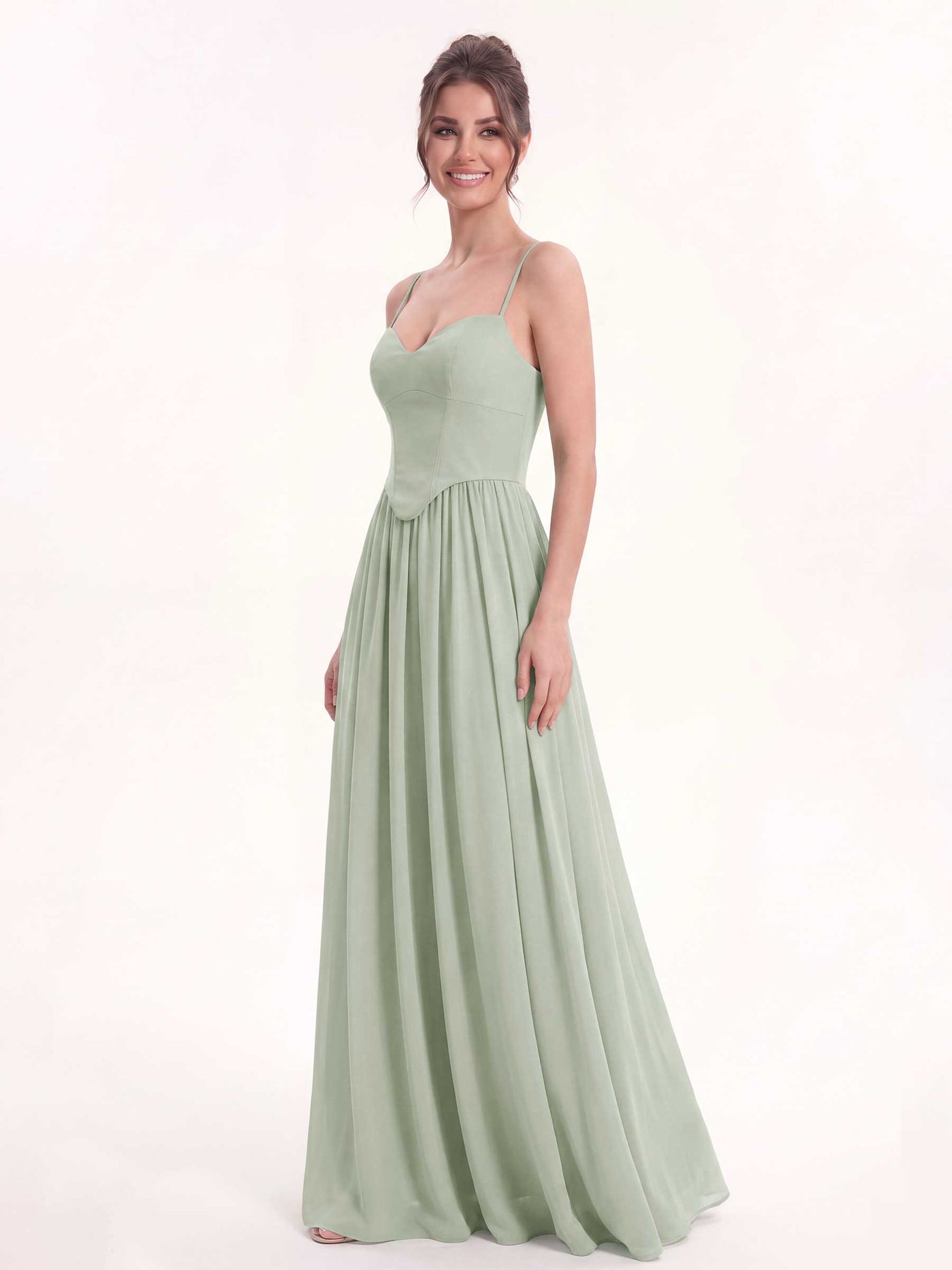 bridesmaid dress with shawl Azazie Matching Color Ireland Chiffon Style as the model does Dusty Blue Chiffon Bridesmaid Dress
