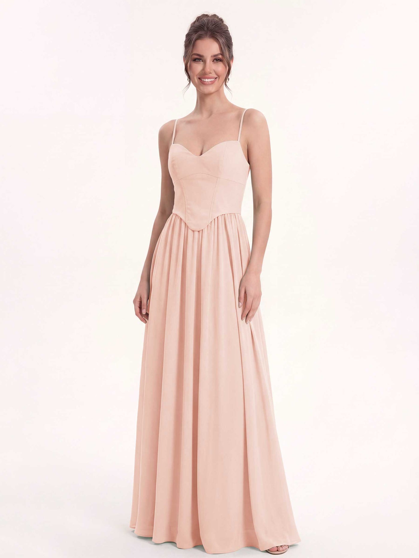 bridesmaid dress with shawl Peach Pink Chiffon A-Line Floor-Length Picture Color Colour:Metallic Antique Gold ARKET sheer voile mini misses prom dress