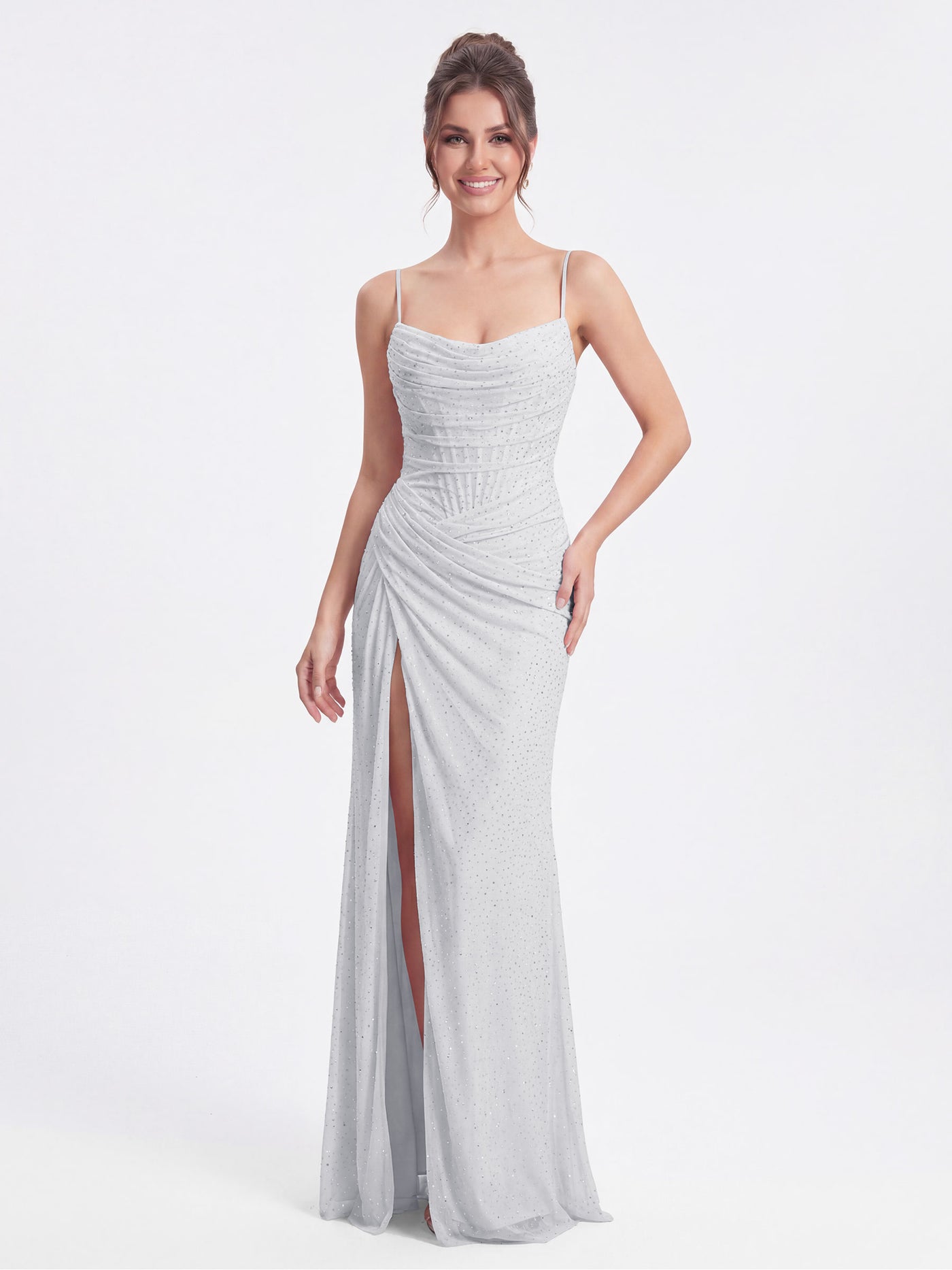 white glitter corset dress Abby Paris 90229 Size 8 White Sheer Corset Sequin Prom Dress Overskirt Pageant Gown Slit