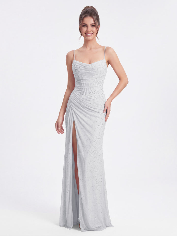 white glitter corset dress Strapless Pearl Sequin Lace Corset Maxi Dress White
