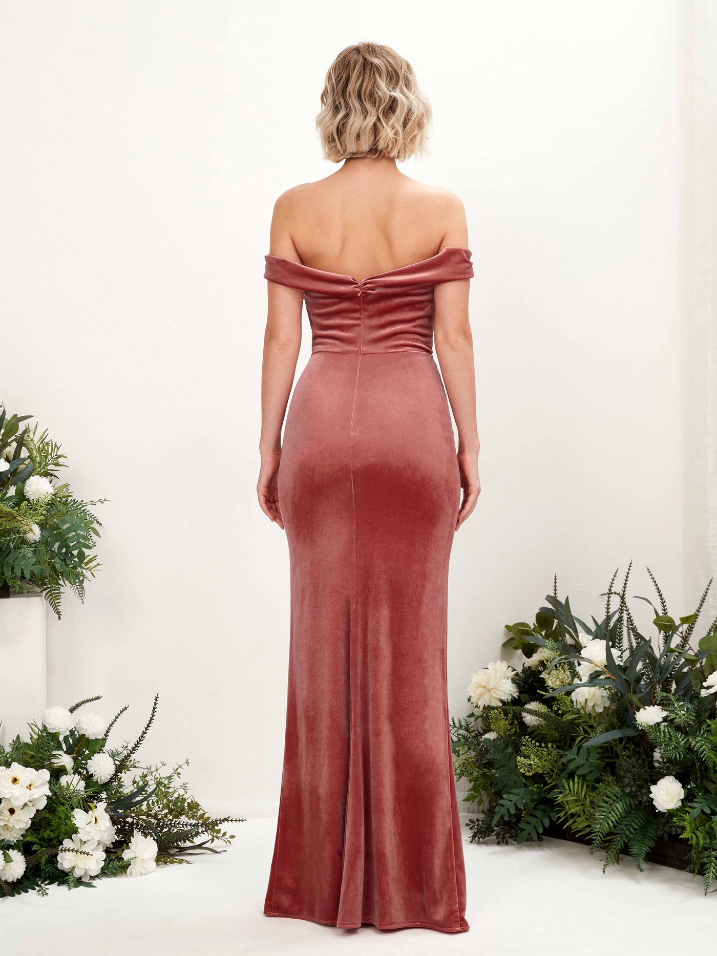 Off Shoulder Sleeveless Velvet Bridesmaid Dress - Dusty Rose (80222931)#color_dusty-rose