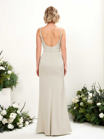 Carlyna Agatha Mermaid Champagne Satin Bridesmaid Dress Maxi Sleeveless V-Neck Dress Back View Back View #color_champagne