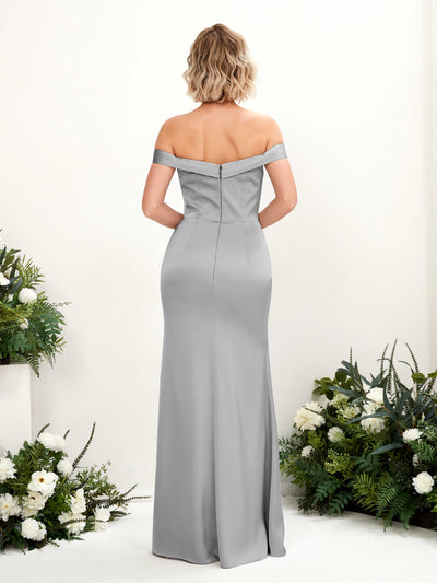 Carlyna Zoe Mermaid Dove Satin Bridesmaid Dress Maxi Sleeveless Sweetheart Dress Back View #color_dove